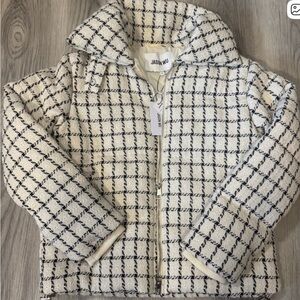 Women’s size Large Checkered puffer Jacket -. Jason Wu. Color ivory NWT